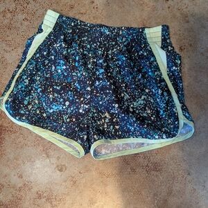 Champion Girls Athletic Shorts with Blue and Mint Splatter